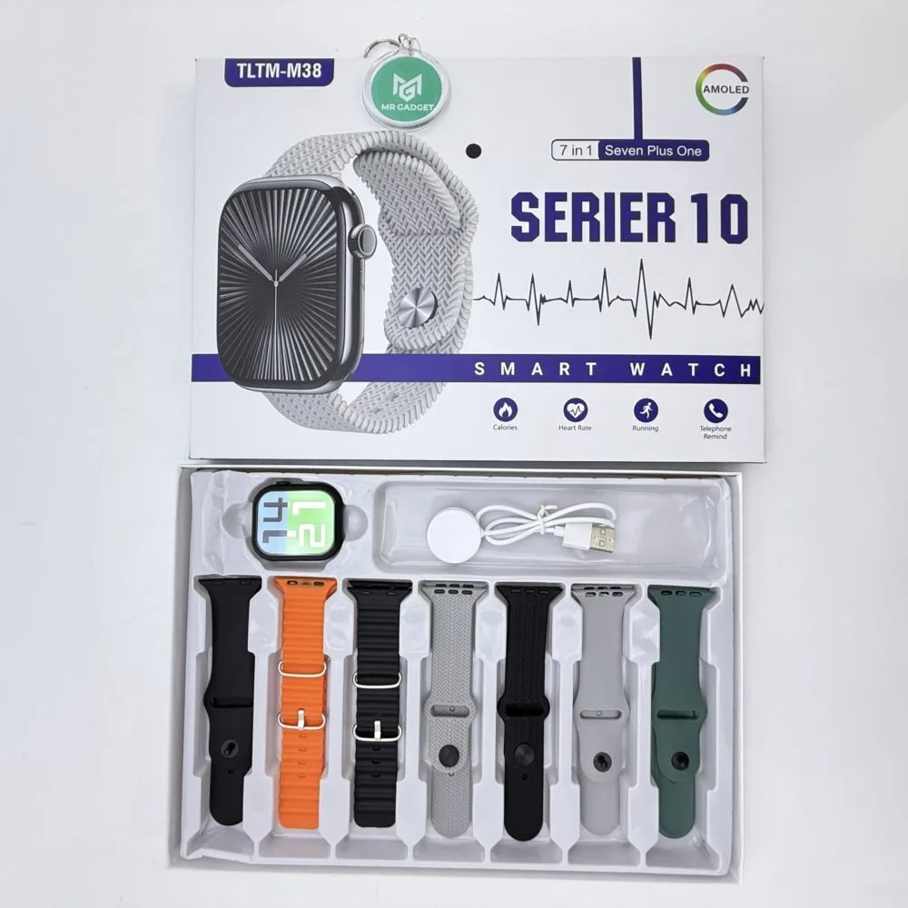 Serier 10 Smart Watch 7 in 1 Combo | AMOLED Display | Multi-Strap Fitness Tracker Watch - Image 2