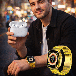 Max2000 AMOLED Smart Watch with Free Wireless Earbuds & Multi Straps