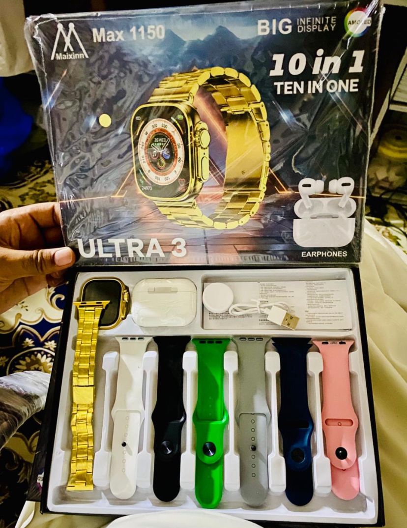 Ultra 3 Smart Watch 10-in-1 Combo with Earbuds & 7 Straps - Image 2