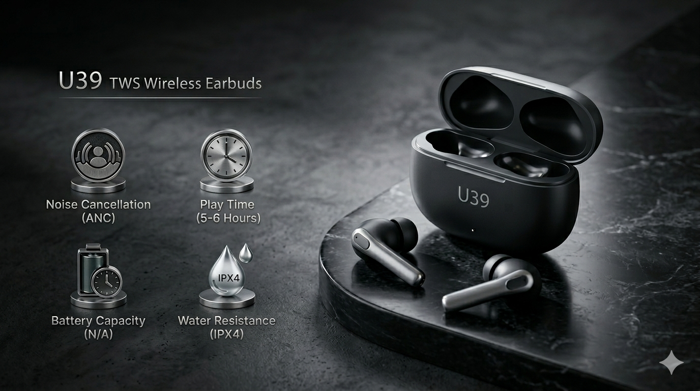 U39 Wireless Bluetooth Earbuds β Deep Bass & Touch Control - Image 3